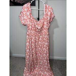 Pink Fashion floral print midi dress Dress sz 2XL